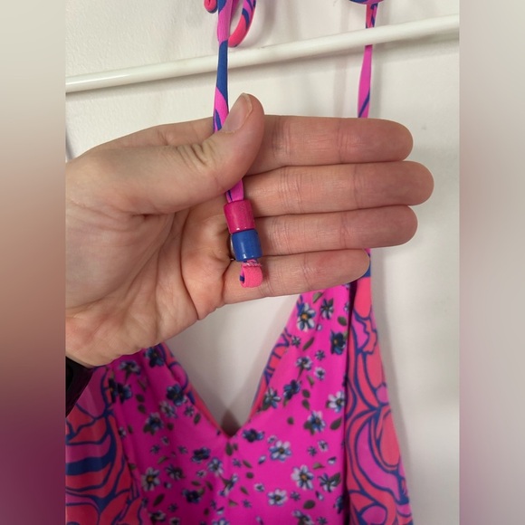 Maaji Spiral Cardamom Classic Halter High Leg One Piece Rosado Reversible Small - Picture 12 of 12